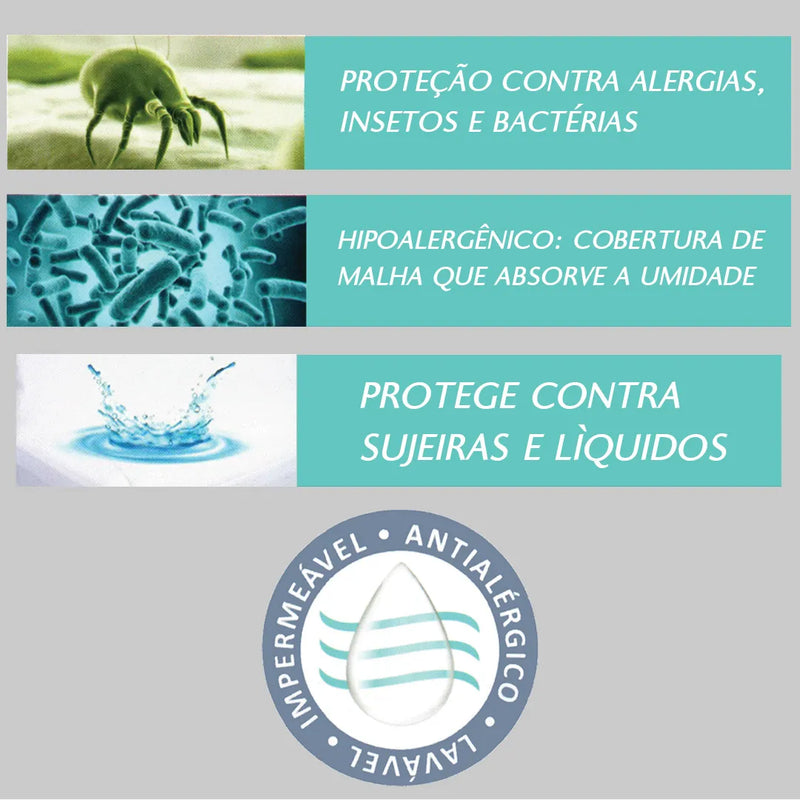 Protetor de Colchão Queen Protect Care Rozac Impermeável Antiácaro