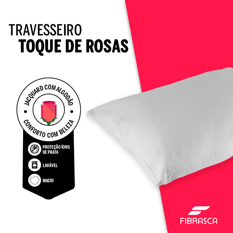 Travesseiro Toque de Rosas Fibrasca Plumax Lavável