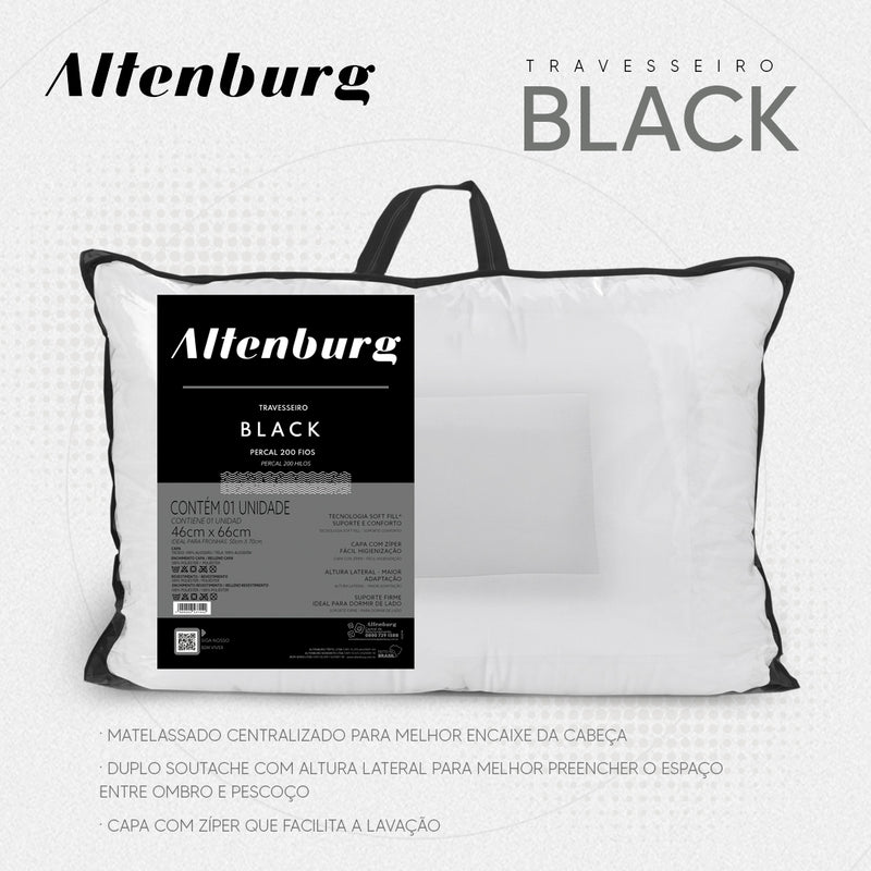 Travesseiro Luxo Premium Black Percal 200 Fios Altenburg