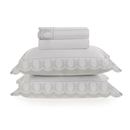 Jogo de cama King 600 fios Cetim Laurea Branco/Platino