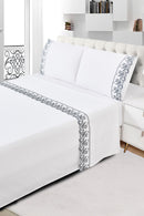 Jogo de Cama Casal Bordado Inglês Toque de Algodão