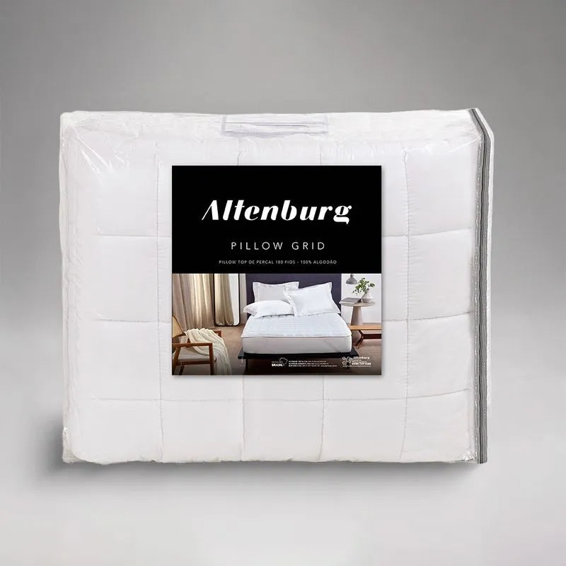 Pillow Top Grid Queen Altenburg 100% Algodão Percal 180 Fios Luxo Sublime