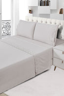 Jogo de Cama Queen Bordado Inglês Toque de Algodão