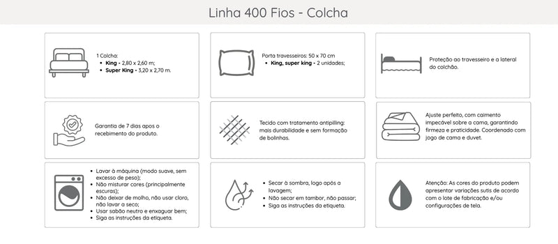 Kit Colcha King 400 Fios Kacyumara Bambu (3 Peças)