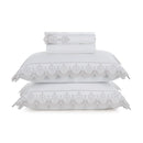 Jogo de Cama Queen Trussardi Ricami 300 Fios 100% Algodão Branco/Rose 2,40x3,00m