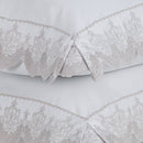 Jogo de Cama Queen Trussardi Ricami 300 Fios 100% Algodão Branco/Rose 2,40x3,00m