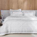 Jogo de Cama Queen Trussardi Ricami 300 Fios 100% Algodão Branco/Rose 2,40x3,00m