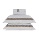 Jogo de Cama Trussardi Rosaria Branco e Fendi King 300 Fios Cetim