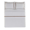 Jogo de Cama Trussardi Rosaria Branco e Fendi King 300 Fios Cetim