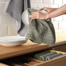 Jogo de 3 Panos de Copa Karsten Cuisine Branco e Verde 100% Algodão 46cm x 65cm
