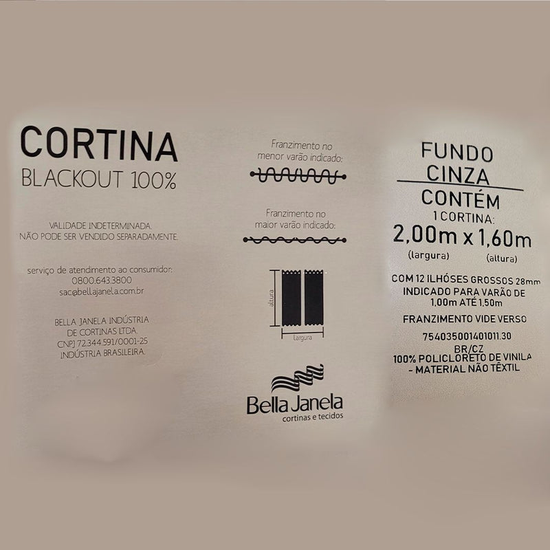 Cortina Blackout Bella Janela 2,00m x 1,60m Bloqueia Toda Luz