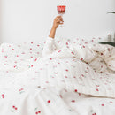 Cobre leito 200 Fios 3 peças Estampado Off White - Cereja