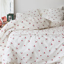 Cobre leito 200 Fios 3 peças Estampado Off White - Cereja