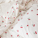 Cobre leito 200 Fios 3 peças Estampado Off White - Cereja