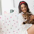 Cobre leito 200 Fios 3 peças Estampado Off White - Cereja