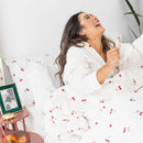 Cobre leito 200 Fios 3 peças Estampado Off White - Cereja