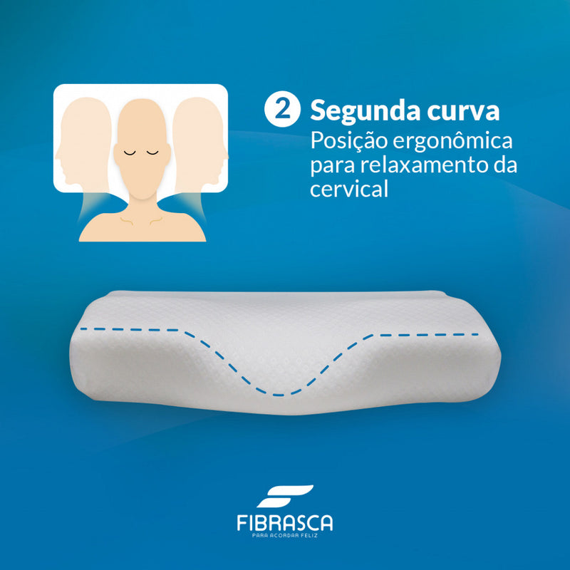 Travesseiro Nasa Cervical Fibrasca Formato Anatômico e Ortopédico