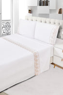 Jogo de Cama Casal Bordado Inglês Toque de Algodão
