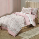 Kit Cobre Leito Colcha Karsten Bia 180 x 260cm Solteiro Rosa