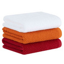Jogo de 3 Peças Quadriculado 48x71 cm Cores Branco, Laranja e Vermelho 100% Algodão