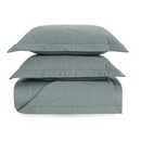 JOGO DE COLCHA 3 PECAS NOVARA COR 40254 AZUL MARE 3,10x2,80cm King Trussardi 300 fios 100% Algodão Egipcio