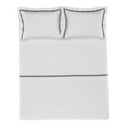 JOGO DE CAMA 4 PECAS VERCELLI BRANCO AZUL MARE 2,40x2,80cm QUEEN TRUSSARDI 300 FIOS