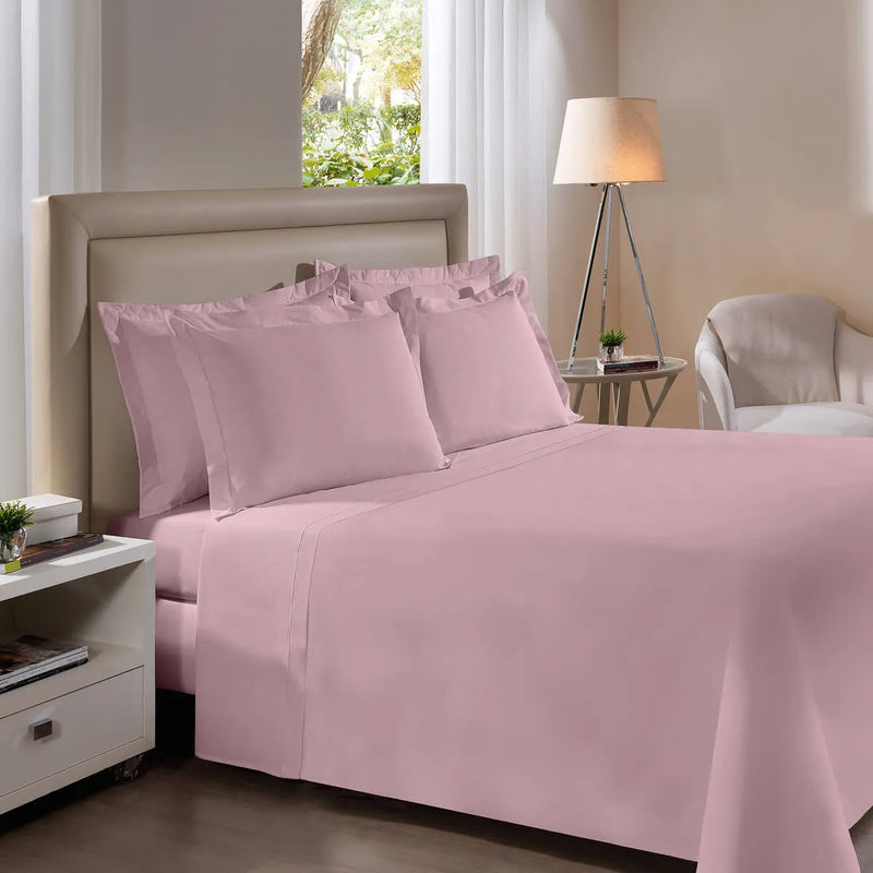 Jogo de Cama Reffinata Buettner 100% Algodão Percal 200 Fios King - Rosa
