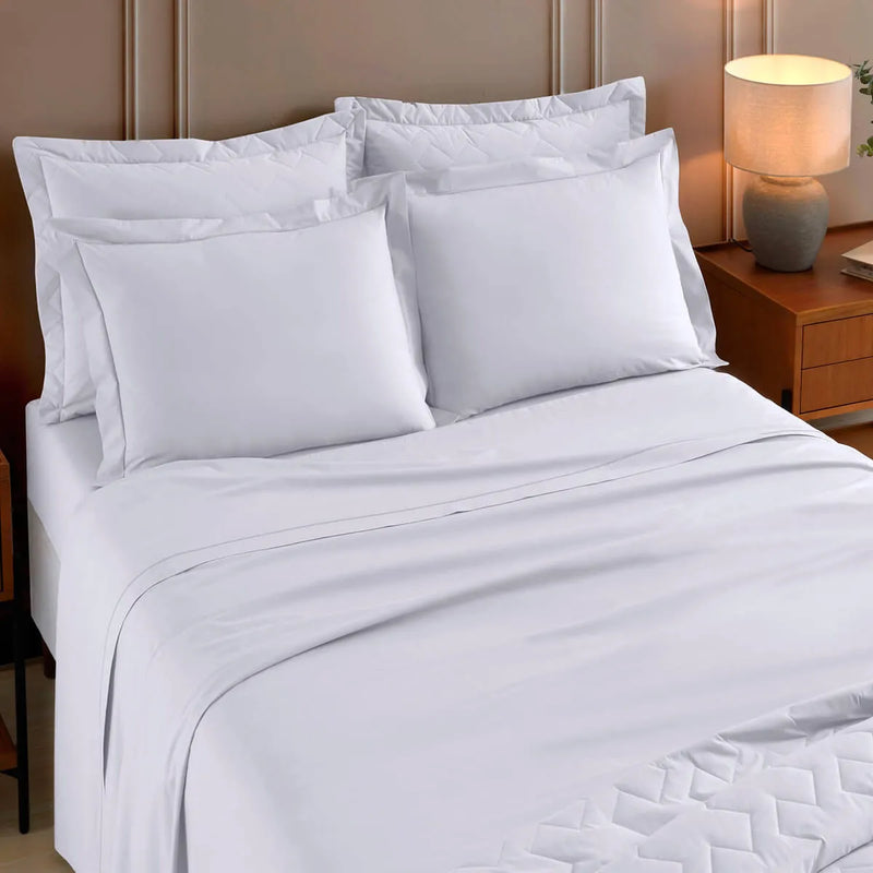 Jogo de Cama Reffinata Buettner 100% Algodão Percal 200 Fios Casal Branco