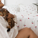 Jogo de lençol 200 Fios  4 peças Estampado Off White - Cereja