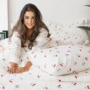 Jogo de lençol 200 Fios  4 peças Estampado Off White - Cereja